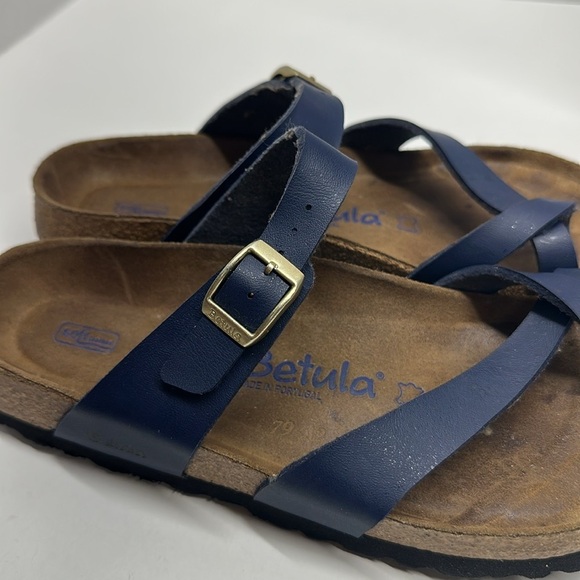 Birkenstock Betula Mayari Birko Flor Sandals Leather Shoes Blue Womens Size 7 - Picture 4 of 10